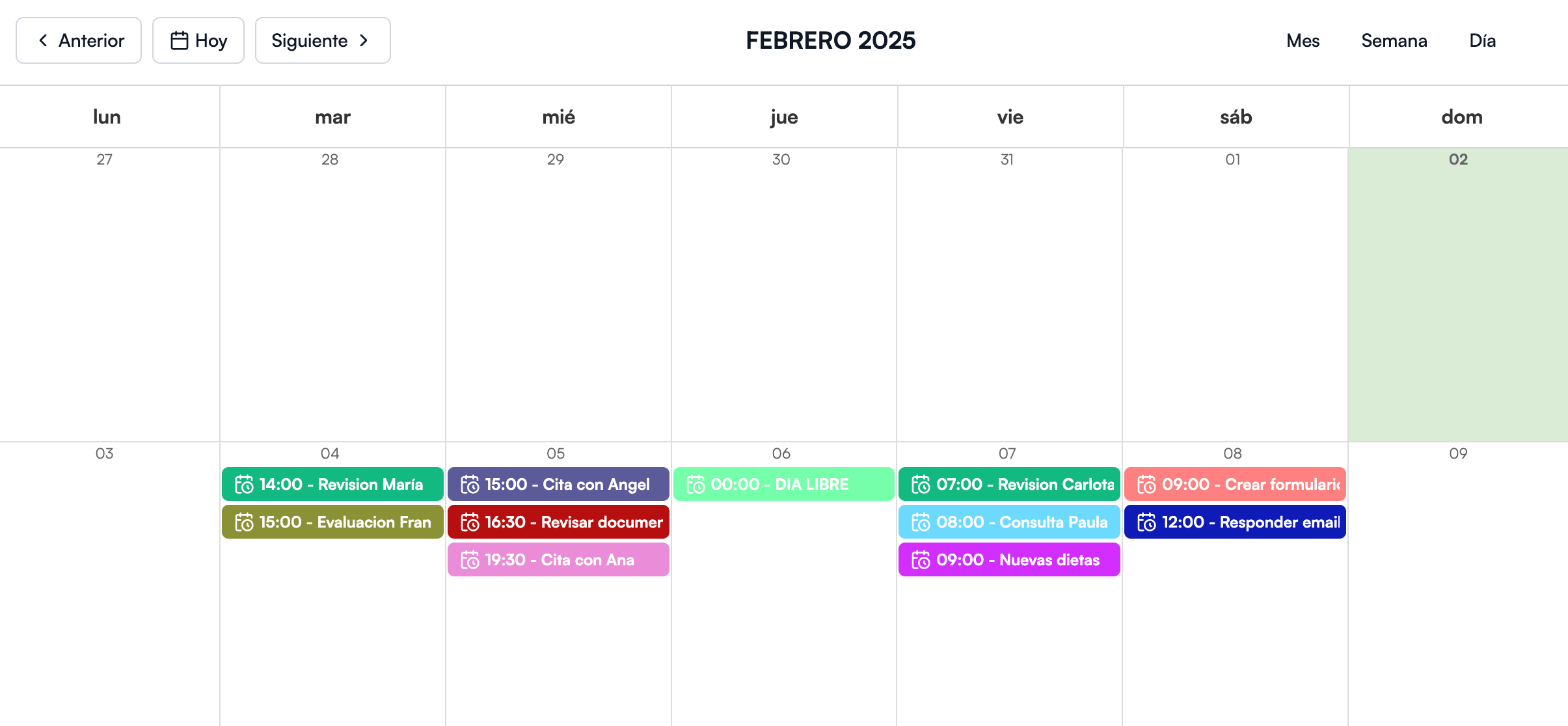 Calendario Nutriolift